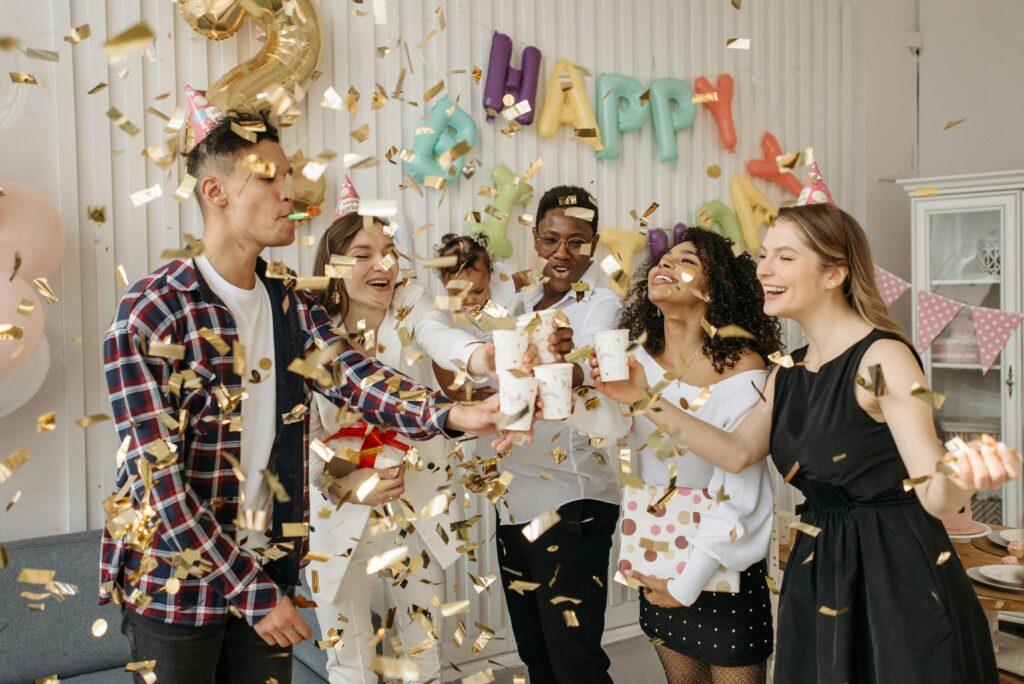 six people celebrating